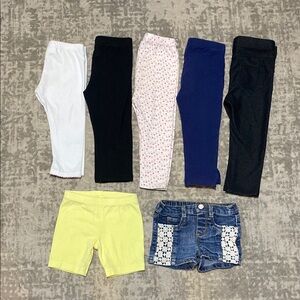 🔥4/20! Bundle of 7 girls leggings and shorts. Size 18 months.